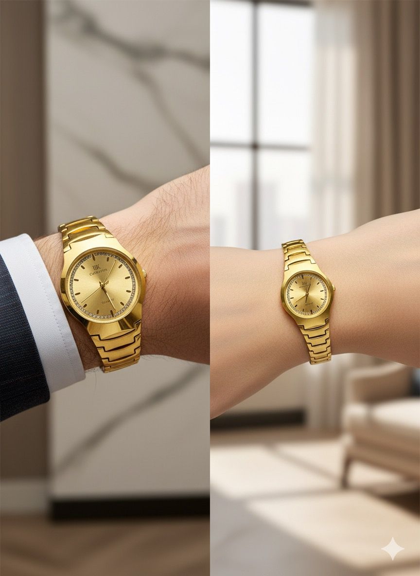 A stunning gold couple watch set