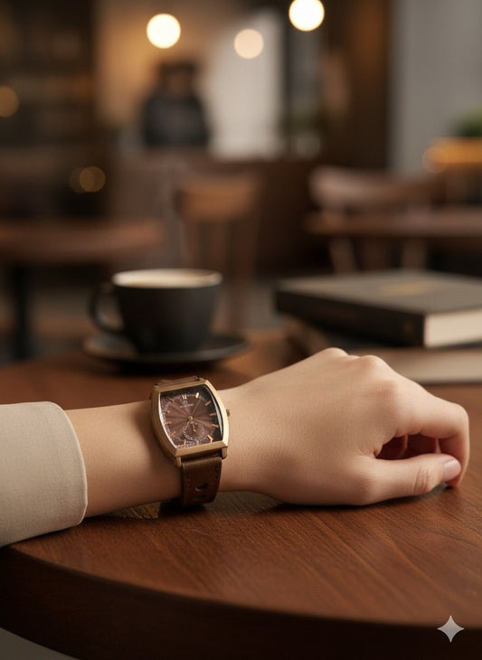 leather Aqua time wristwatch