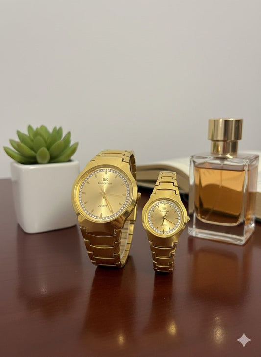 A stunning gold couple watch set