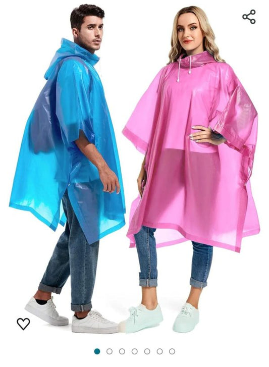 Rain Ponchos for Adults Reusable – Heavy Duty Emergency Raincoat with Drawstring Hood.